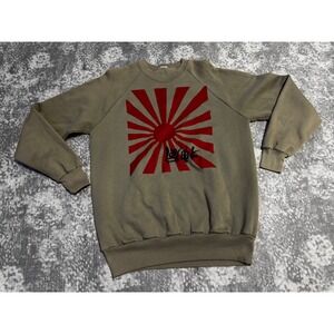Vintage Graphic Sweatshirt Sun Rays Graphic Olive Green Raglan Sleeve Pullover